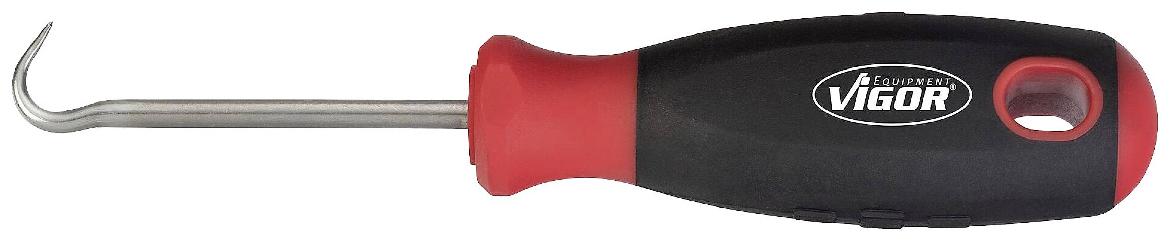 A tool with a red and black handle and a curved metal tip. The brand logo 'Vigor' is visible on the handle.