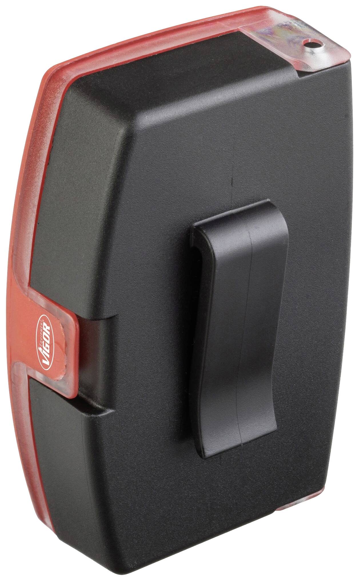 Schwarzes und rotes Vileda-Handreinigungswerkzeug mit ergonomischem Griff, zur effizienten Reinigung von Oberflächen geeignet.