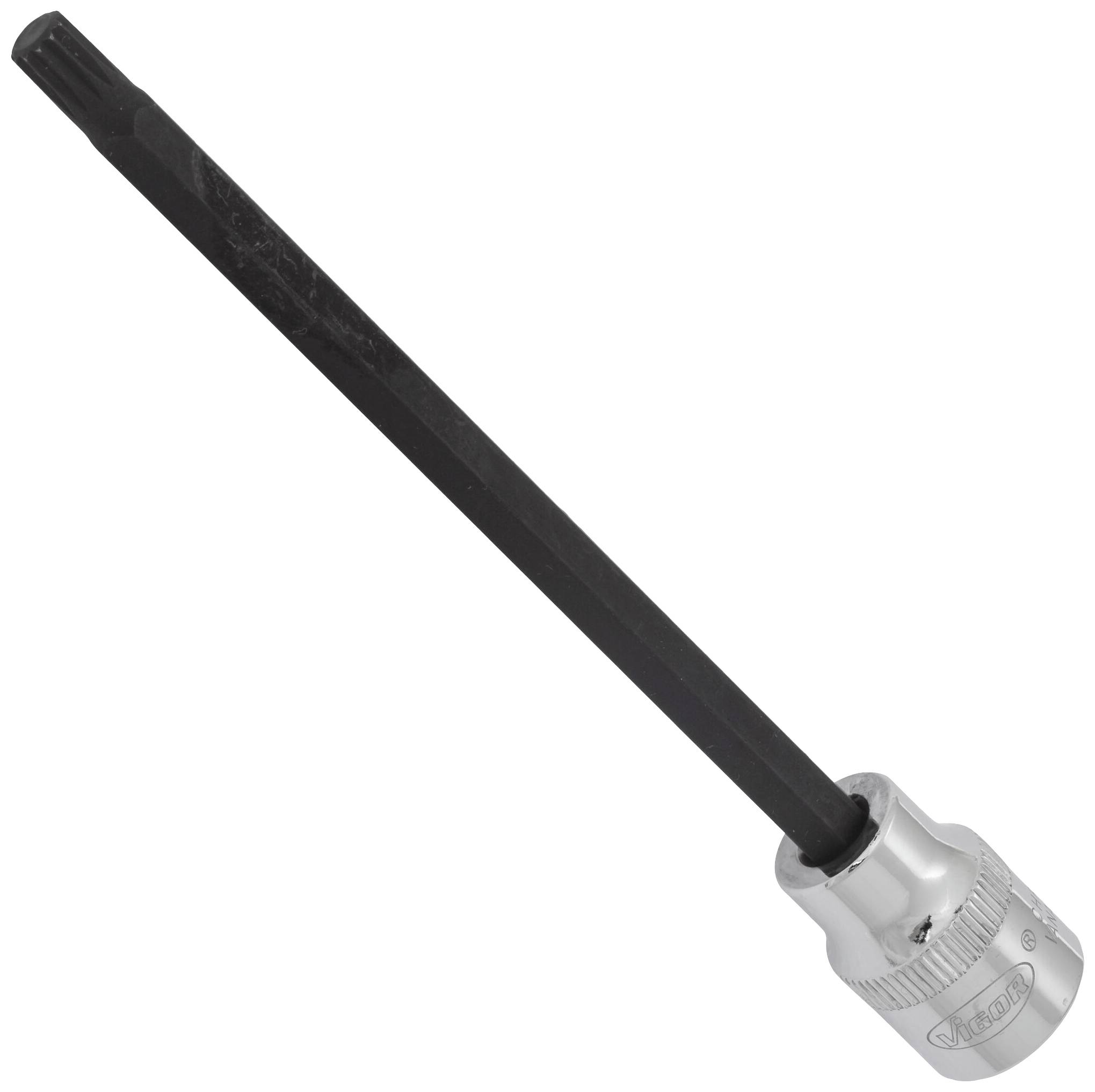 A black Torx screwdriver bit with a silver holder.