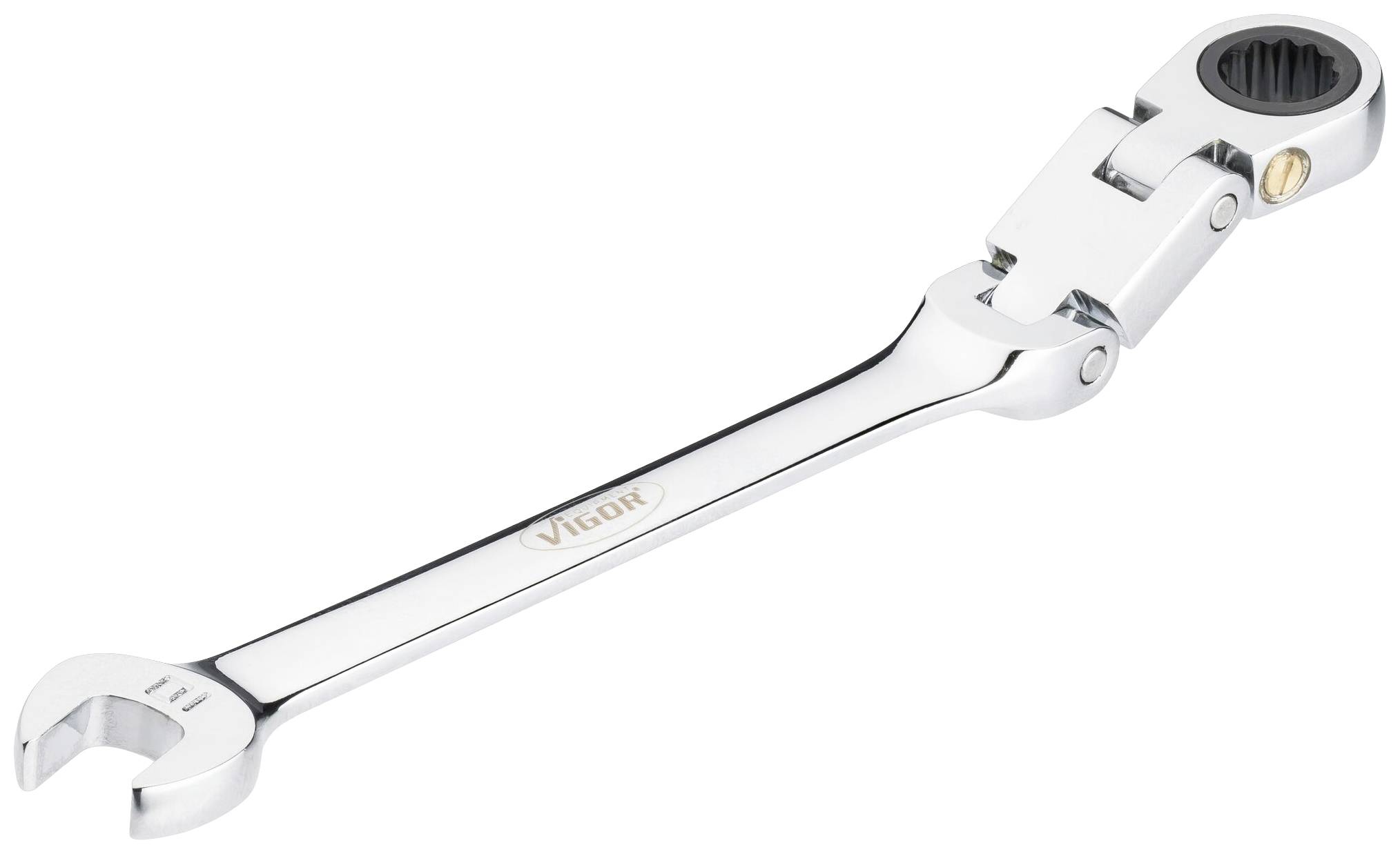 A silver adjustable spanner with a flexible head, perfect for hard-to-reach areas.