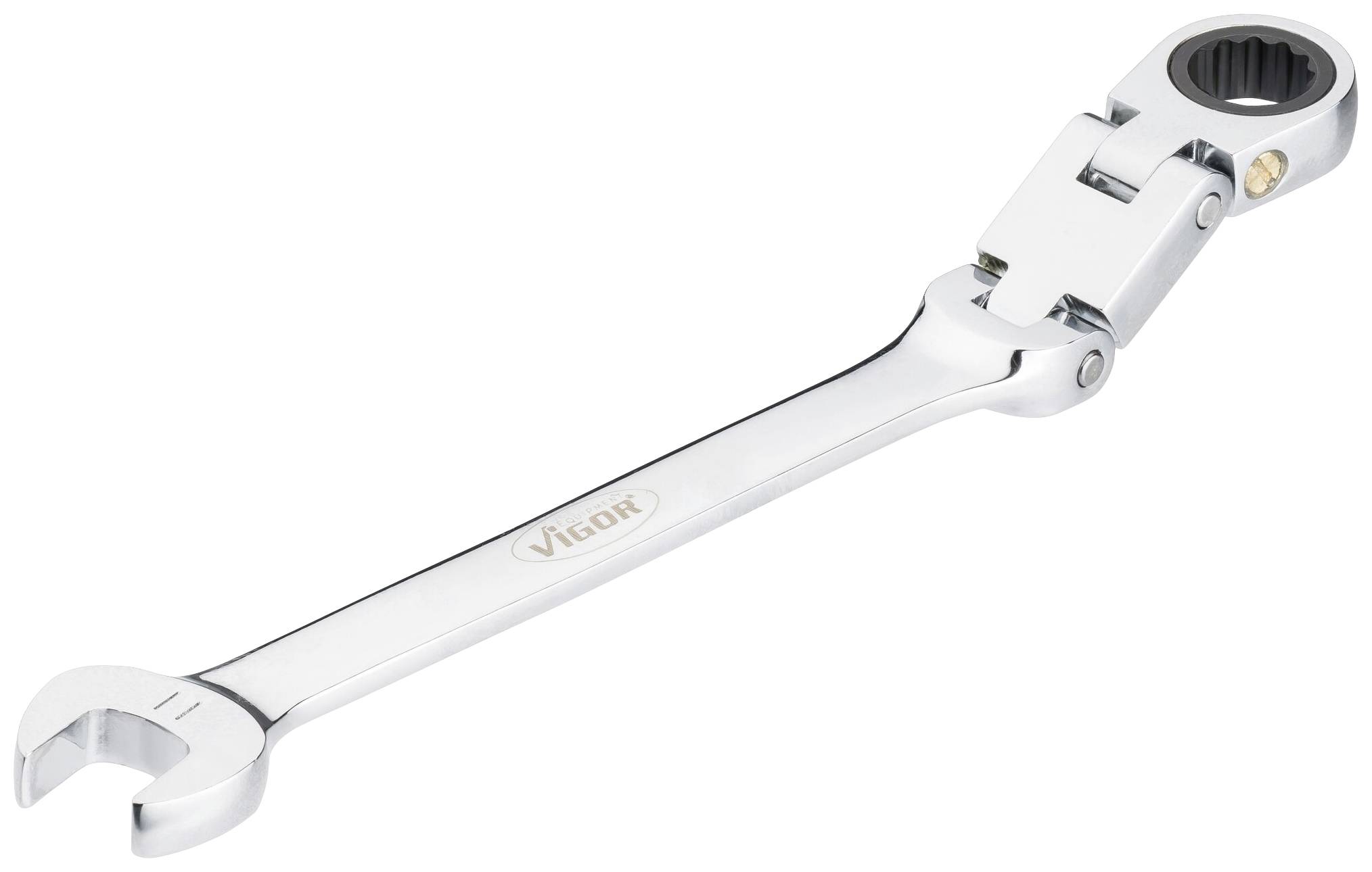 An adjustable metal wrench with a ratchet function, suitable for various screw sizes, set against a white background.
