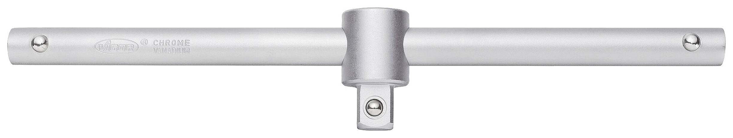 A silver-coloured metal T-spanner with a central block for attachment and two ends designed to accommodate screws or bolts.