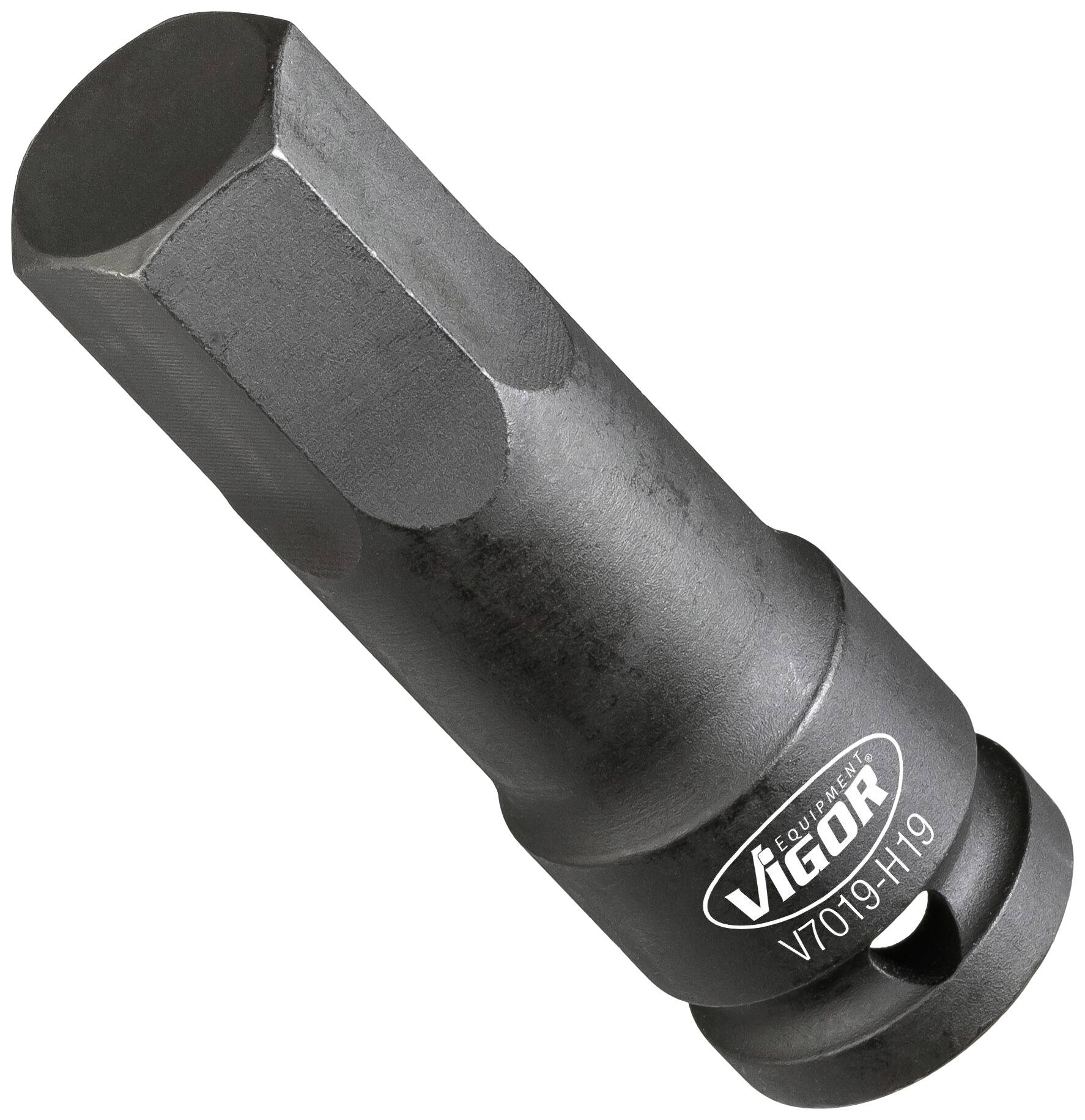 Vigor hexagonal socket wrench, Model V7019-H19, made of steel. Suitable for heavy-duty work, robust and long-lasting.