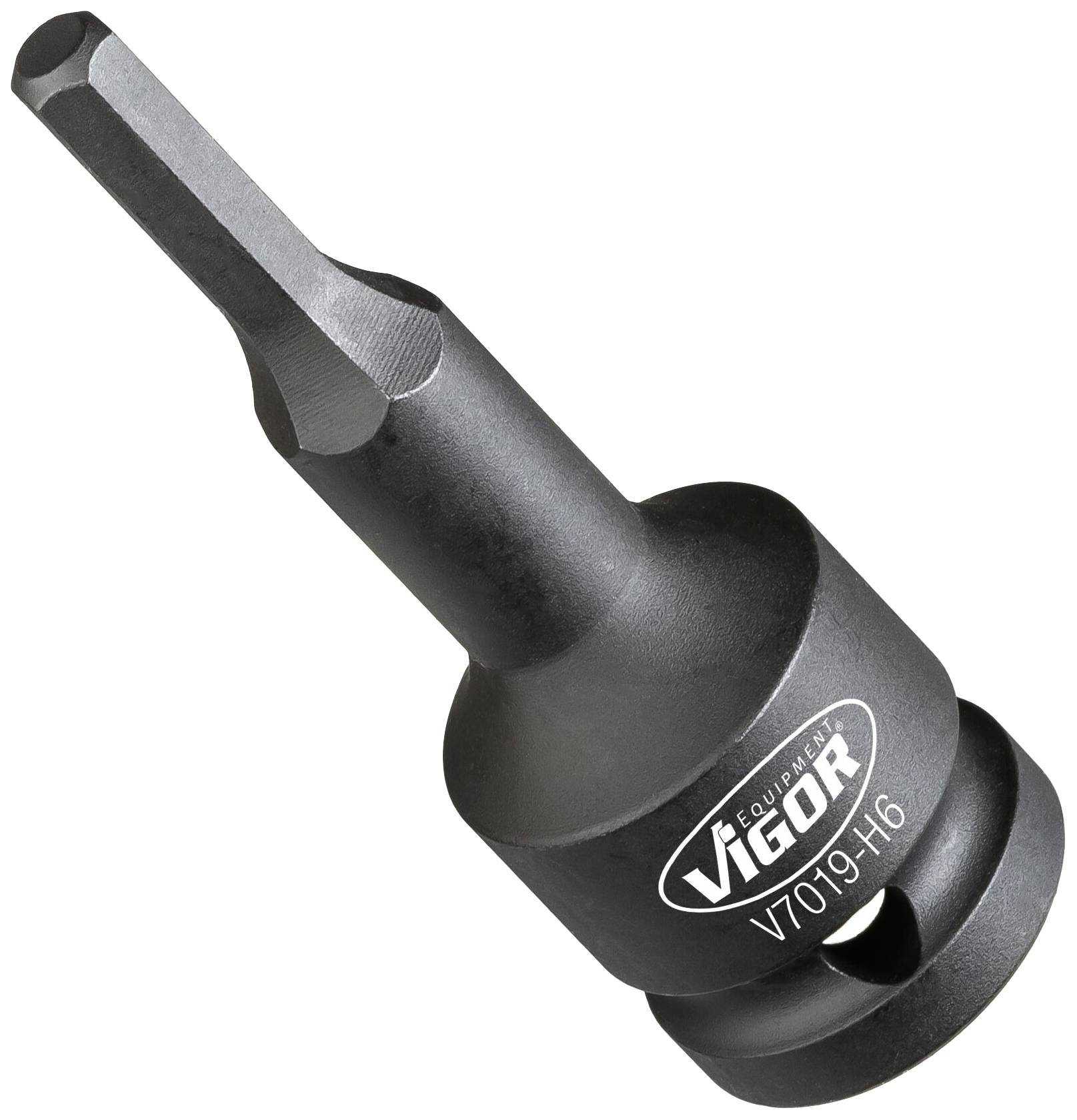 A hexagonal bit socket with the inscription 'Vigor V7019-H6', used for screw work in mechanical applications.
