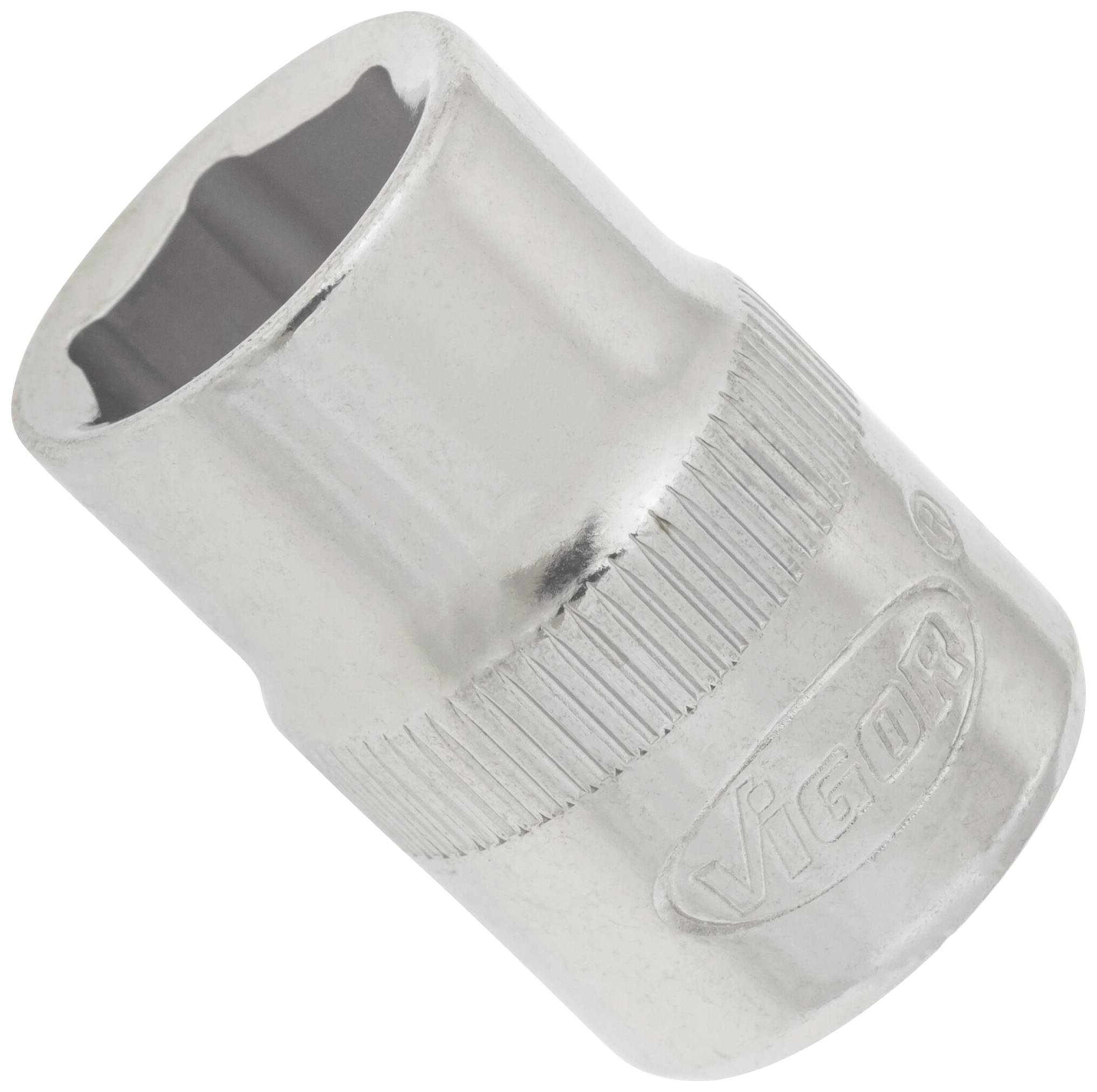 Metal nut with a cylindrical shape, knurled handle, and embossed brand name; commonly used for tools.