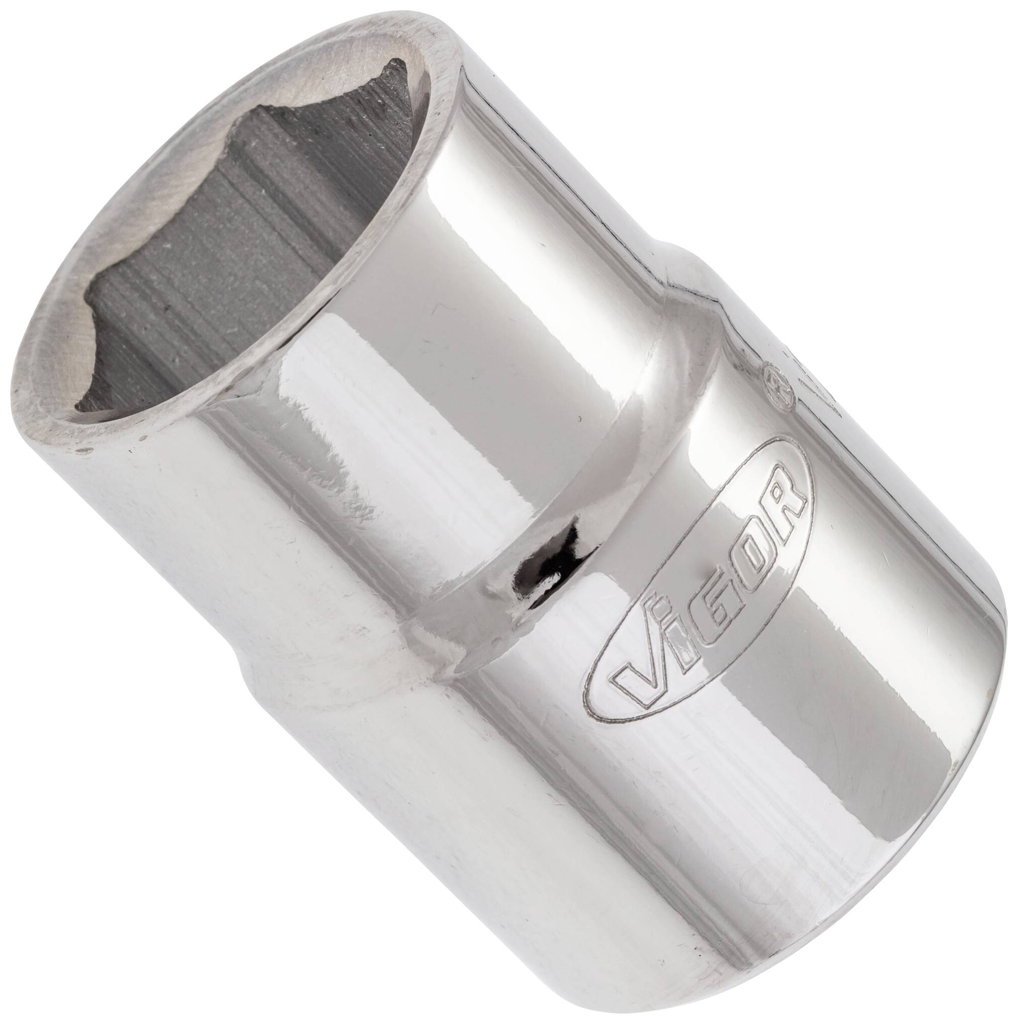 A silver metal socket extension with an engraved brand name, used for tightening or loosening nuts and bolts.