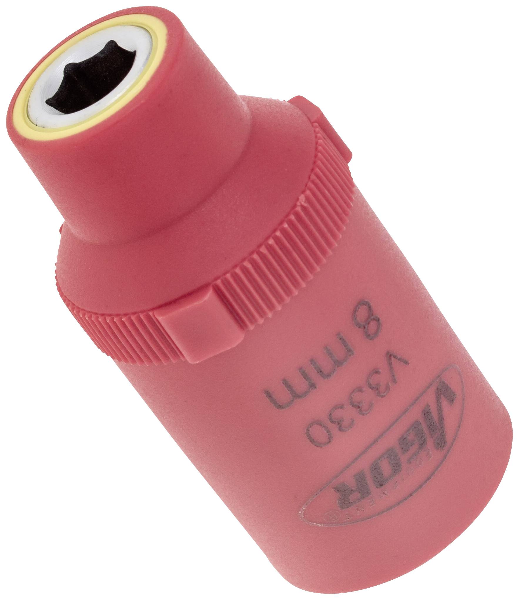 Red 8 mm socket with company logo and article number on the side, suitable for repair and assembly work.