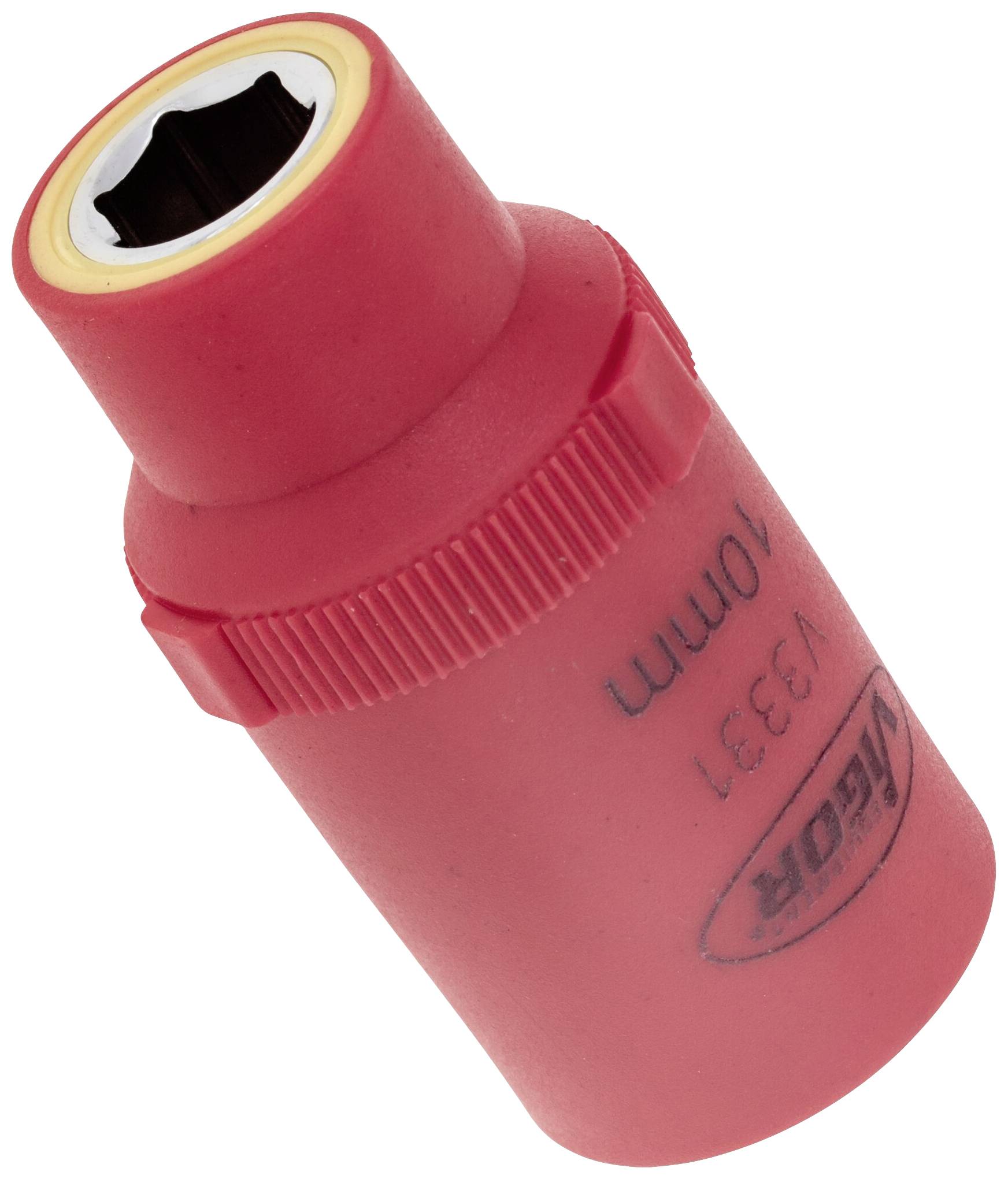 Red socket wrench insert with 10 mm size, sturdy and suitable for DIY and professional craftsmanship applications.