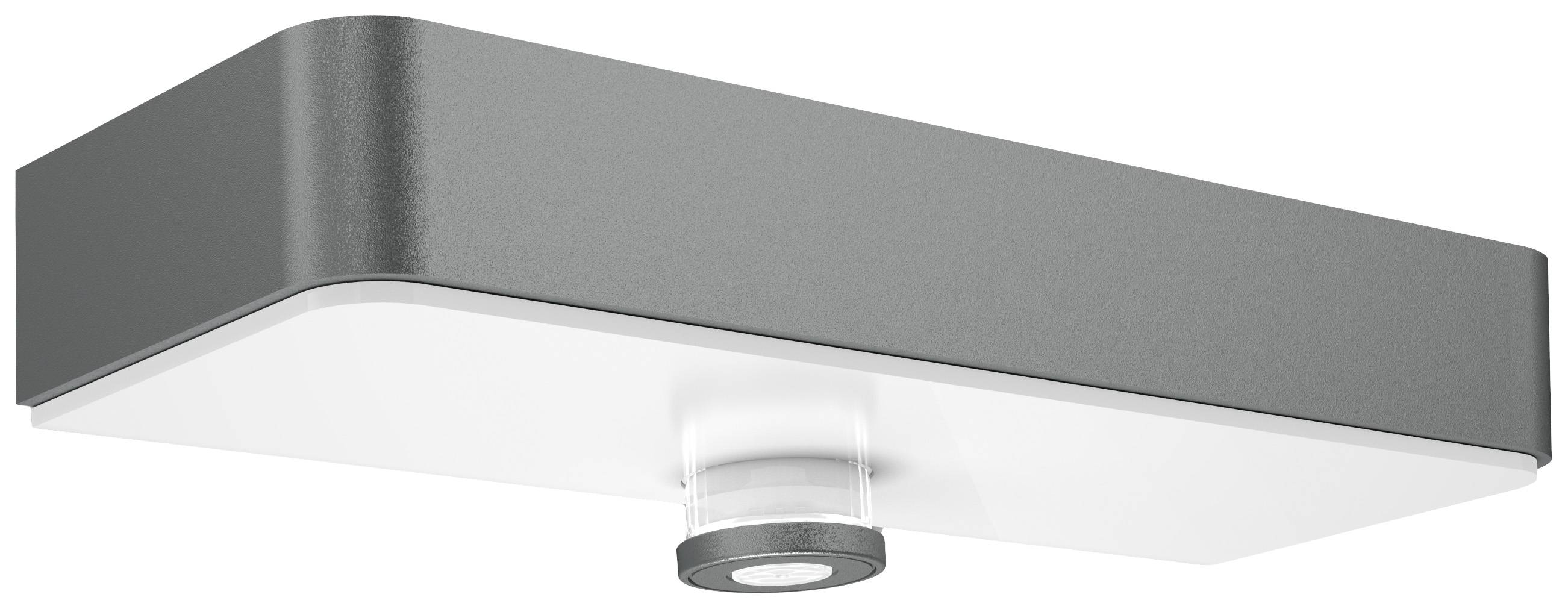 A rectangular, modern LED ceiling spotlight in grey and white, suitable for illuminating interior spaces.