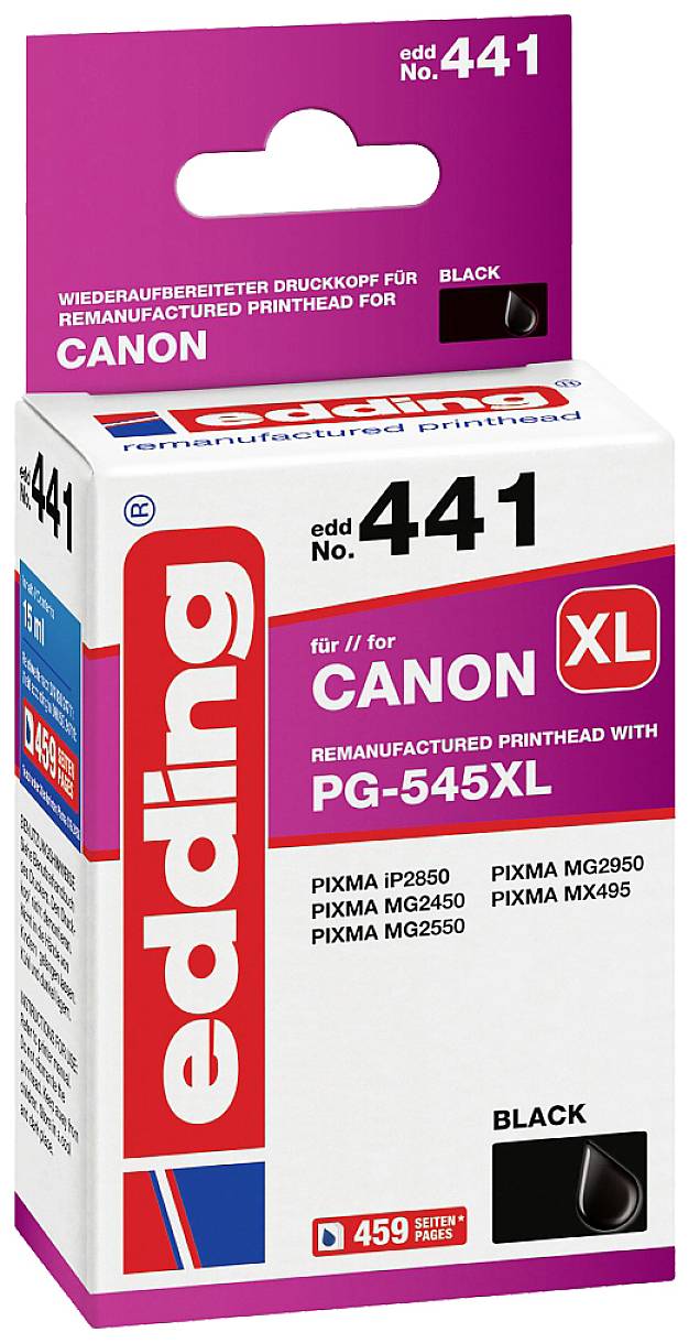 Edding Ink cartridge replaced Canon PG-545 XL Compatible Black EDD-441 18-441