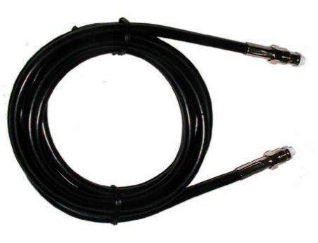 A black audio cable with two metal plugs at the ends, coiled in a circle.