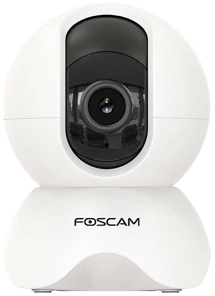 White Foscam surveillance camera with a round design and central lens, suitable for indoor monitoring.