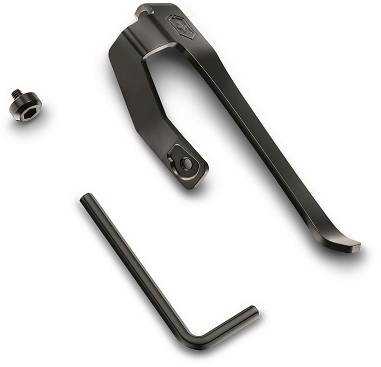 A black lever with a fixing screw and matching Allen key, presumably a spare part or accessory for a mechanical device.
