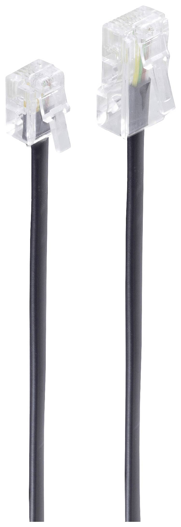 Two black network cables with transparent connectors.