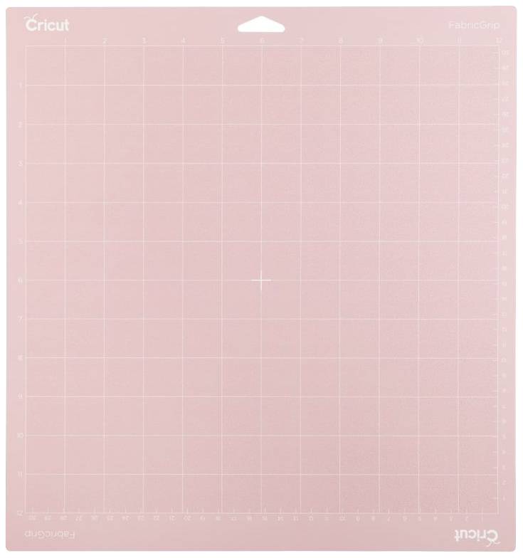 Square, pink Cricut cutting mat with a grid pattern, suitable for precise cutting of fabrics or paper crafts.