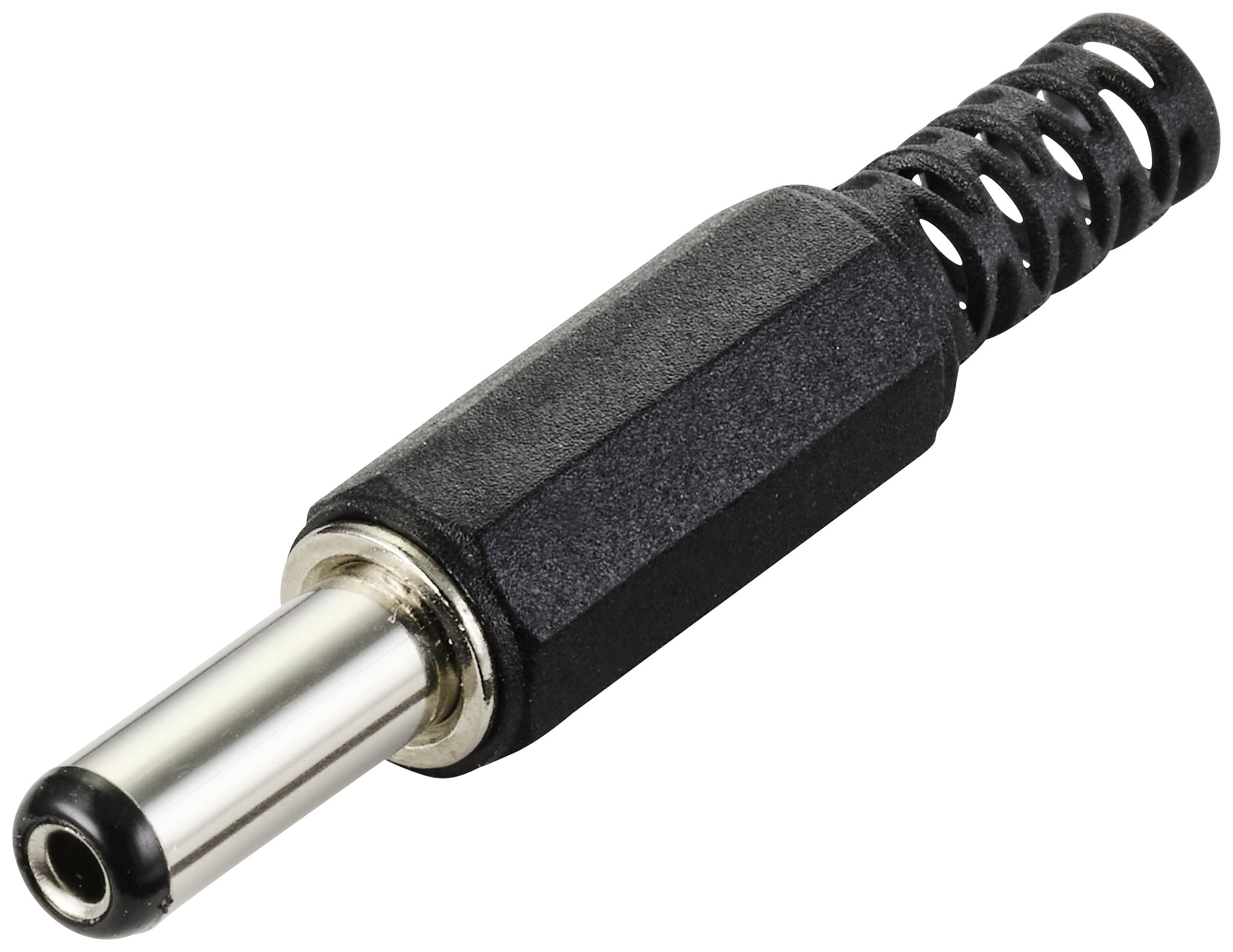 A black and silver audio jack, isolated image on a white background.