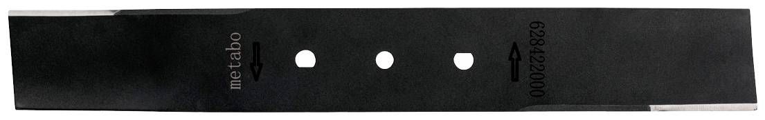 'Metabo' saw blade with three cut-outs and arrows, indicating orientation.