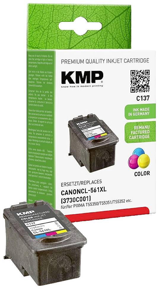 Ink cartridge in packaging, compatible with CanonCL-561XL. Manufactured in Germany. For Canon PIXMA printers, colour cartridge.