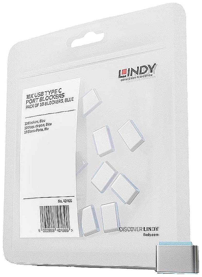 LINDY USB-C® socket lock 10-piece set Blue no keys 40466