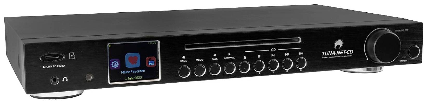 Omnitronic TUNA-NET-CD Internet radio CD player DAB+, Internet, FM CD, SD, Bluetooth, Wi-Fi, Internet radio Incl. remote control