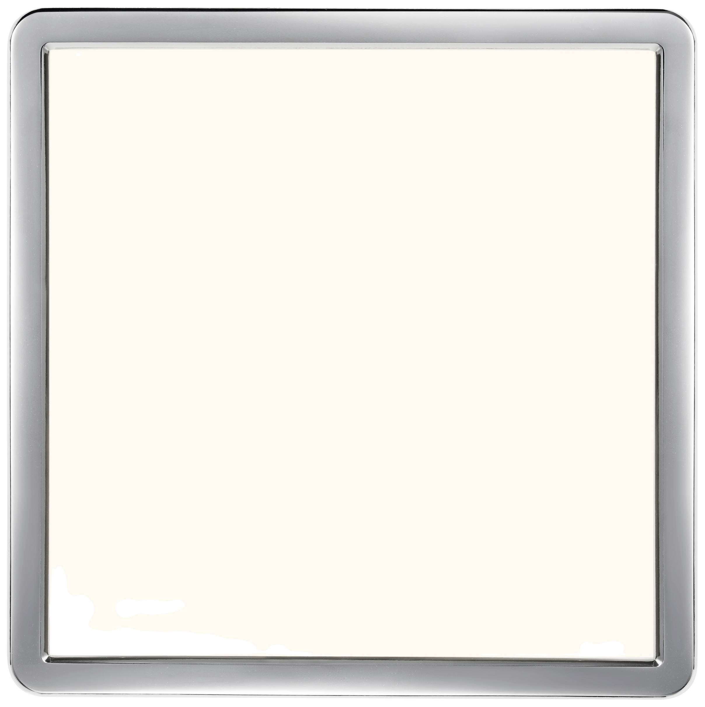 Light switch with a rectangular, glossy frame and a bright, cream-coloured button in the centre.