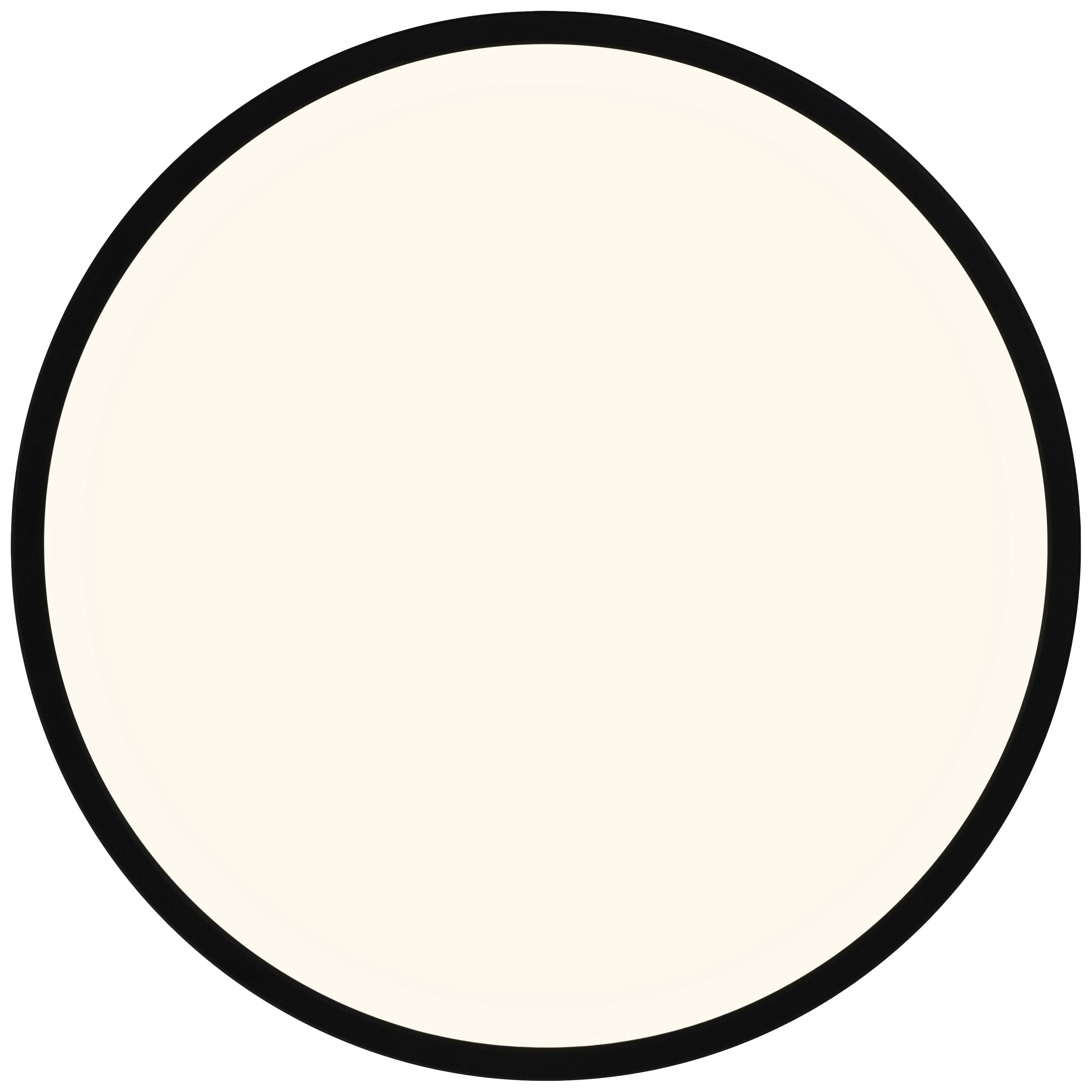 A simple, light beige circle with a black border on a white background.
