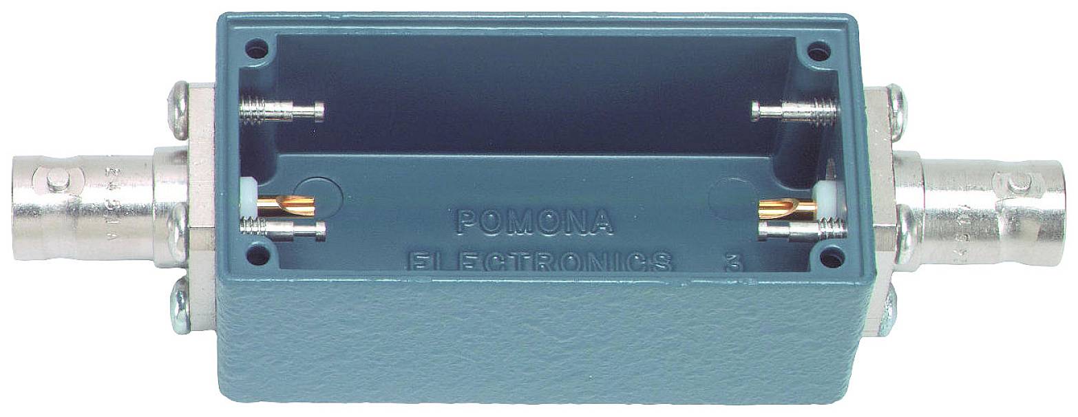 'BNC Female Adapter in blue plastic casing with 