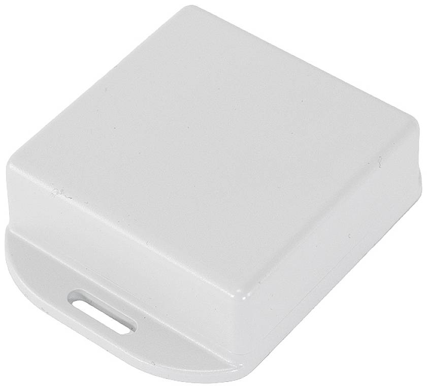 A white, square plastic casing with rounded corners and a small opening at the bottom.