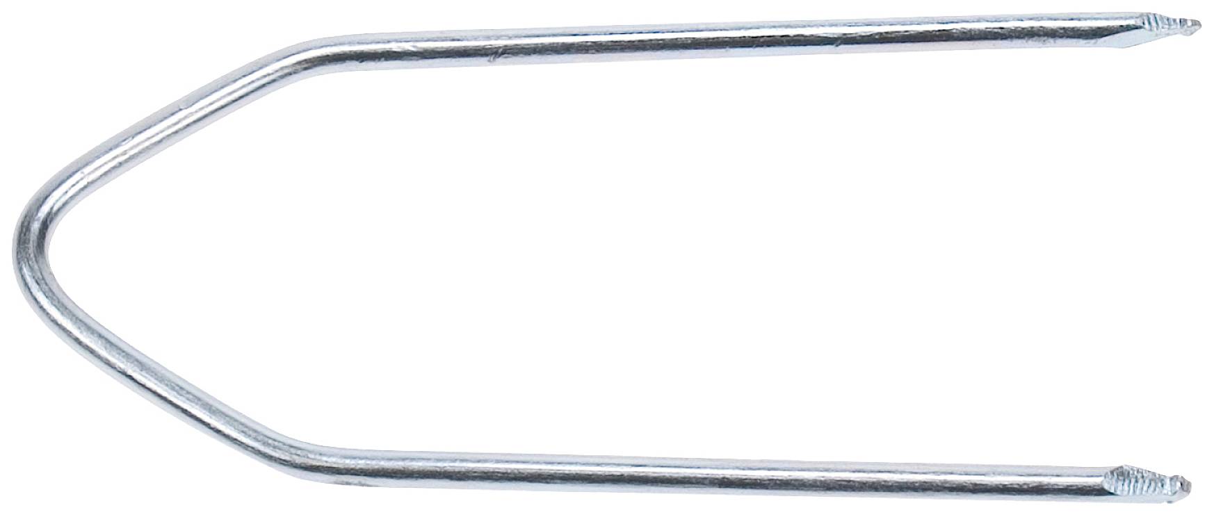 A U-shaped metal bracket with pointed ends on a white background.
