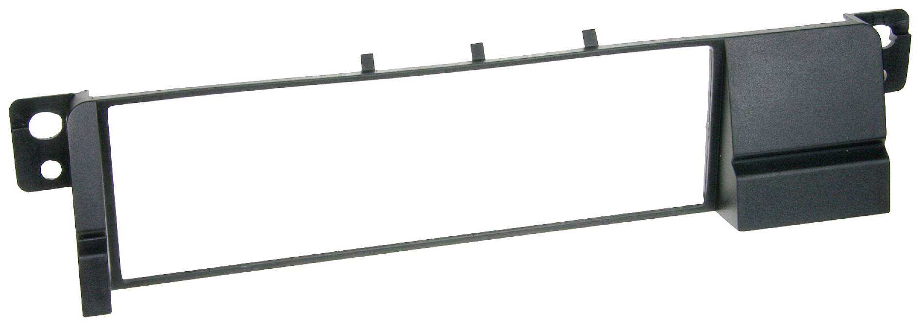 A black rectangular plastic frame, likely a car mount or adapter, with mounting points at the corners.
