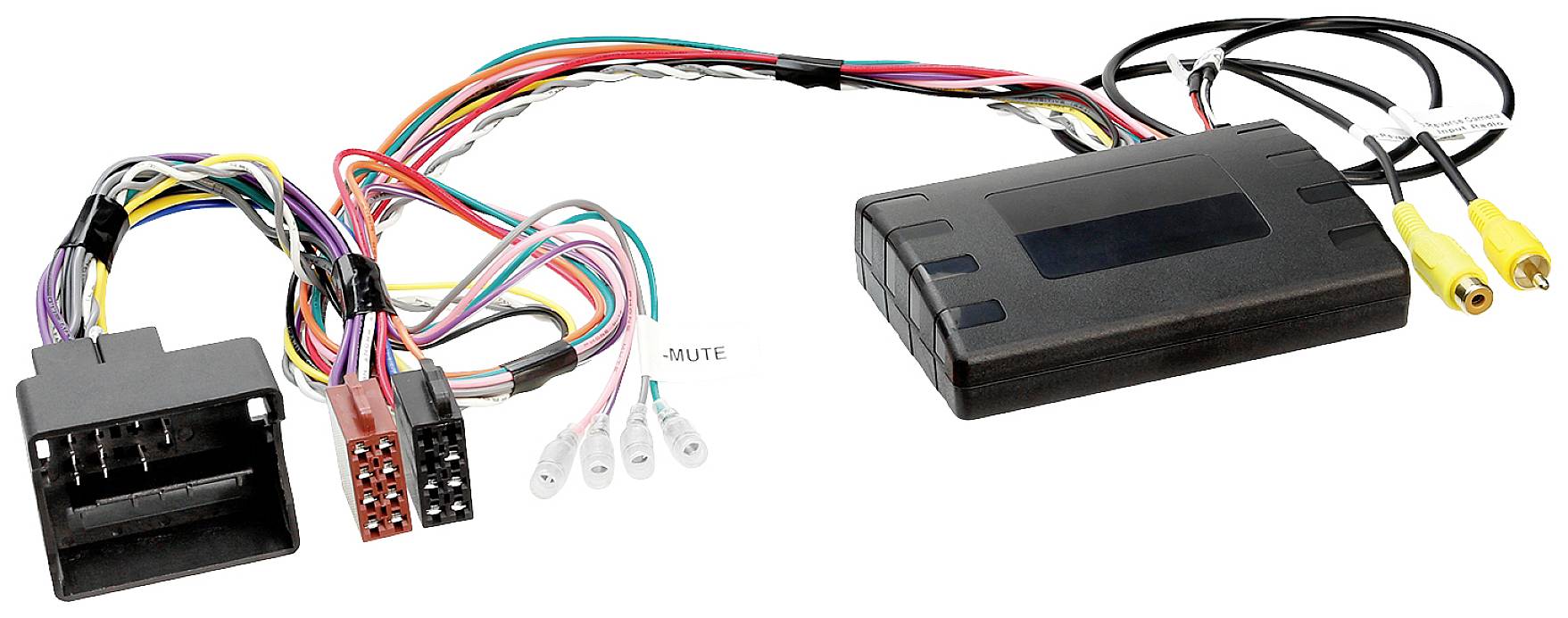 Wired electronic control unit with multiple colourful cables and connectors, likely for connecting to a device.