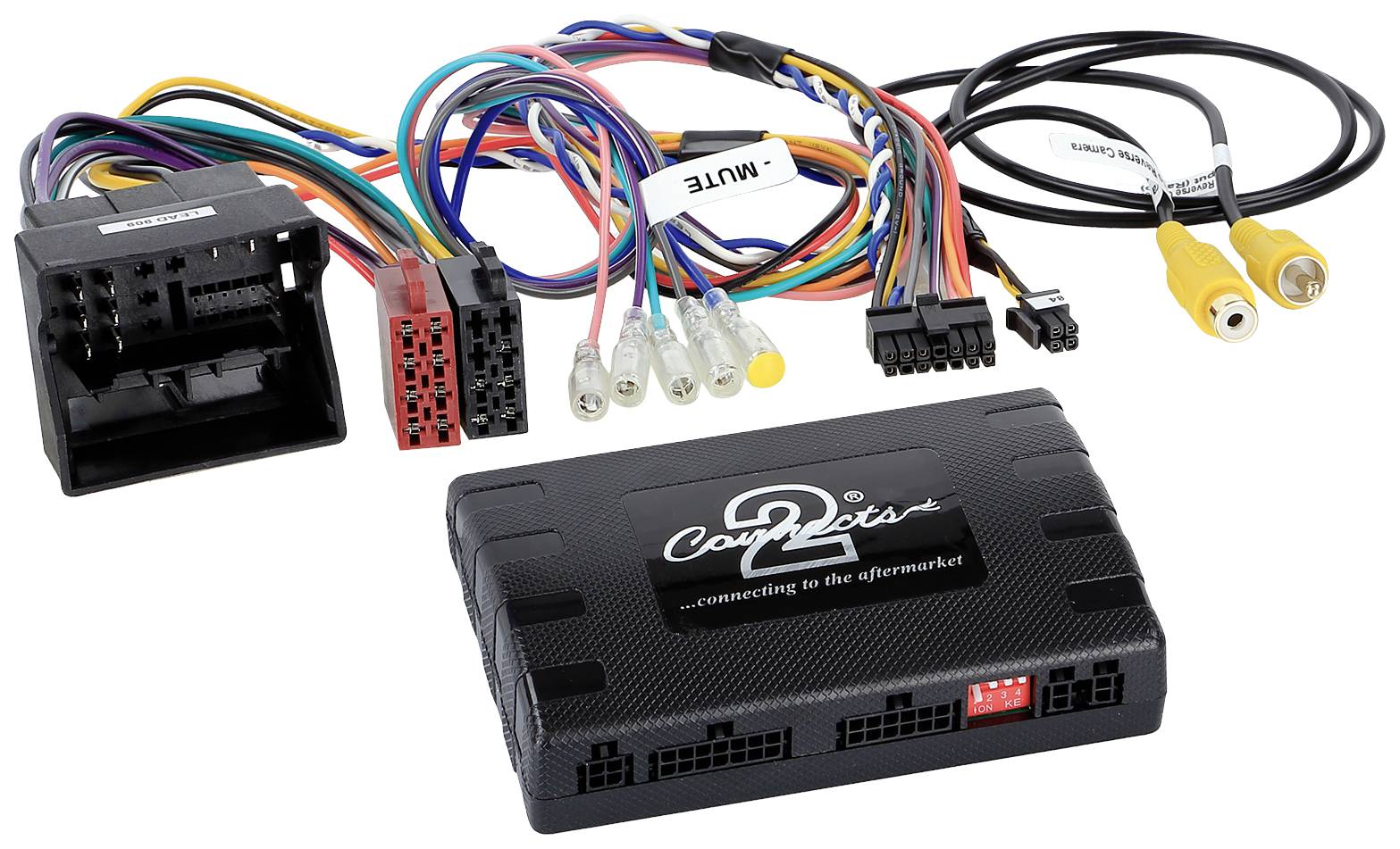 'Connects2' wiring harness and adapters for vehicle electronics. Various connectors and coloured cables for connecting to car audio systems.