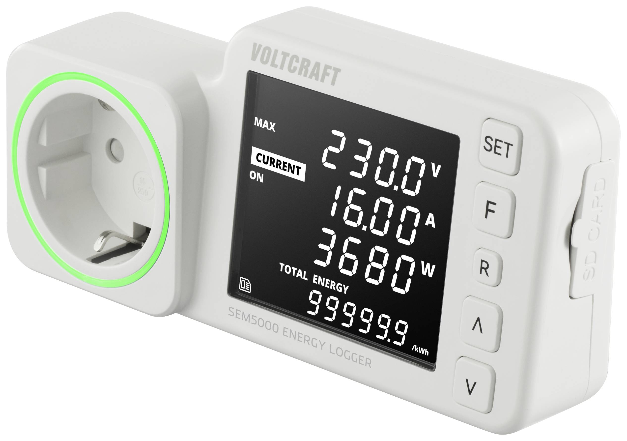 VOLTCRAFT SEM5000 Energy consumption meter Energy cost calculator, Alarm function, Selectable energy tariffs, Data logger