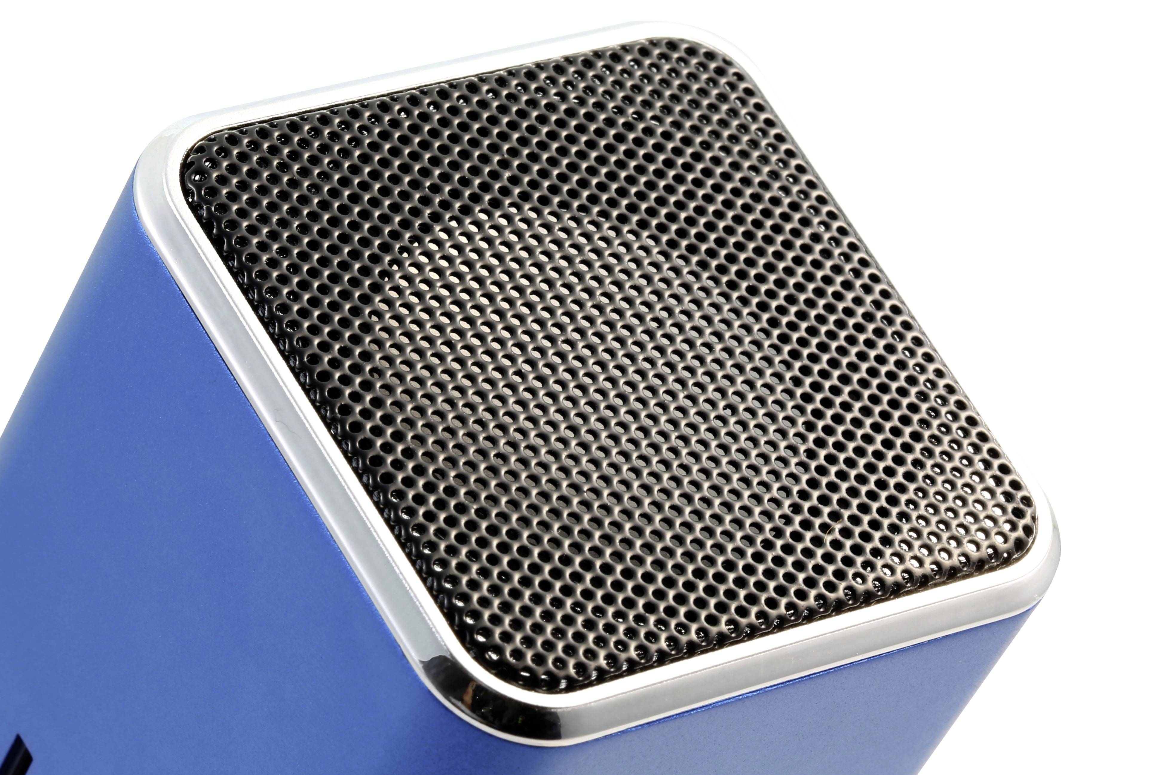 Mini speaker Music Man MA Display blau Aux, FM radio, SD, portable, USB Blue (metallic)