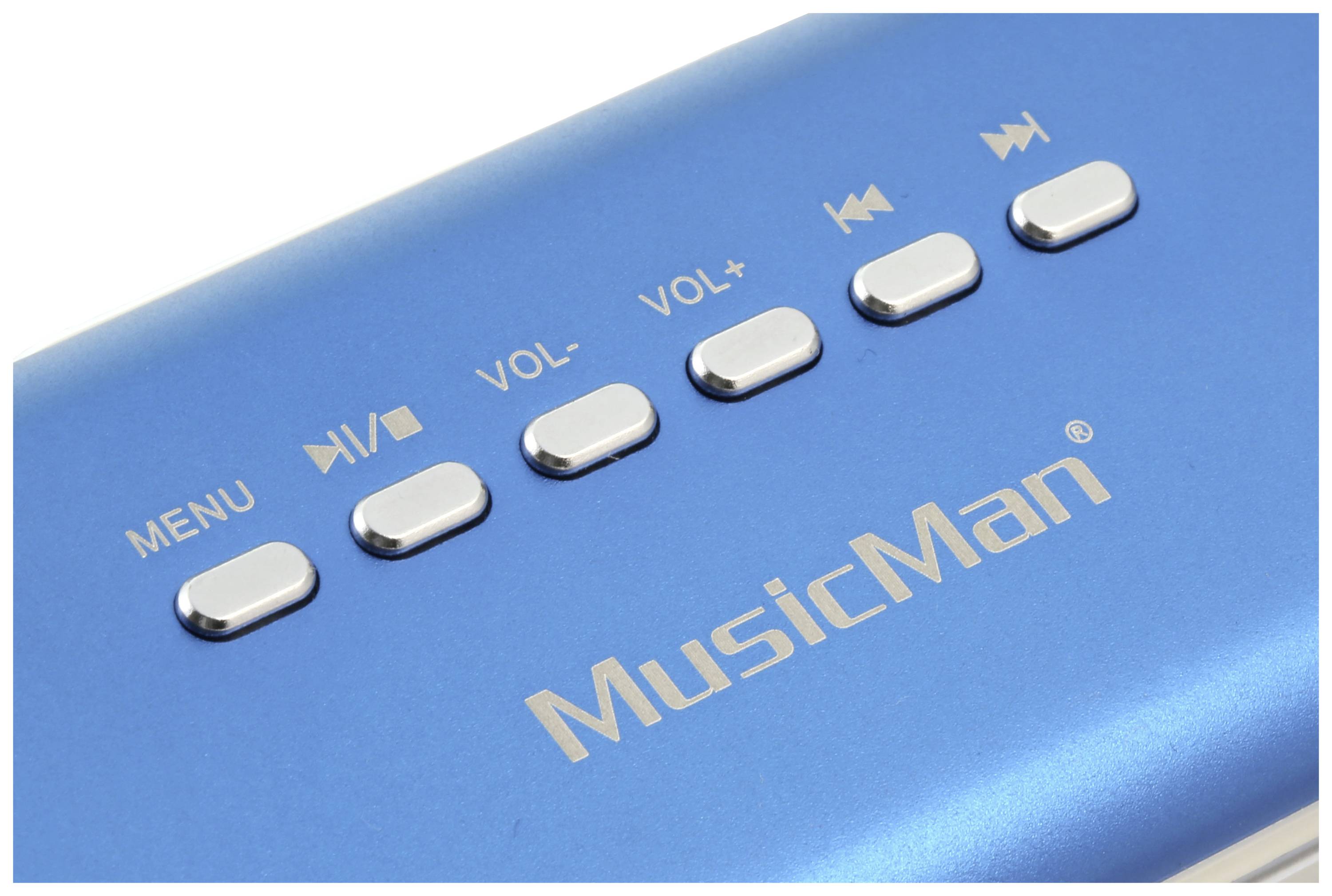 Mini speaker Music Man MA Display blau Aux, FM radio, SD, portable, USB Blue (metallic)