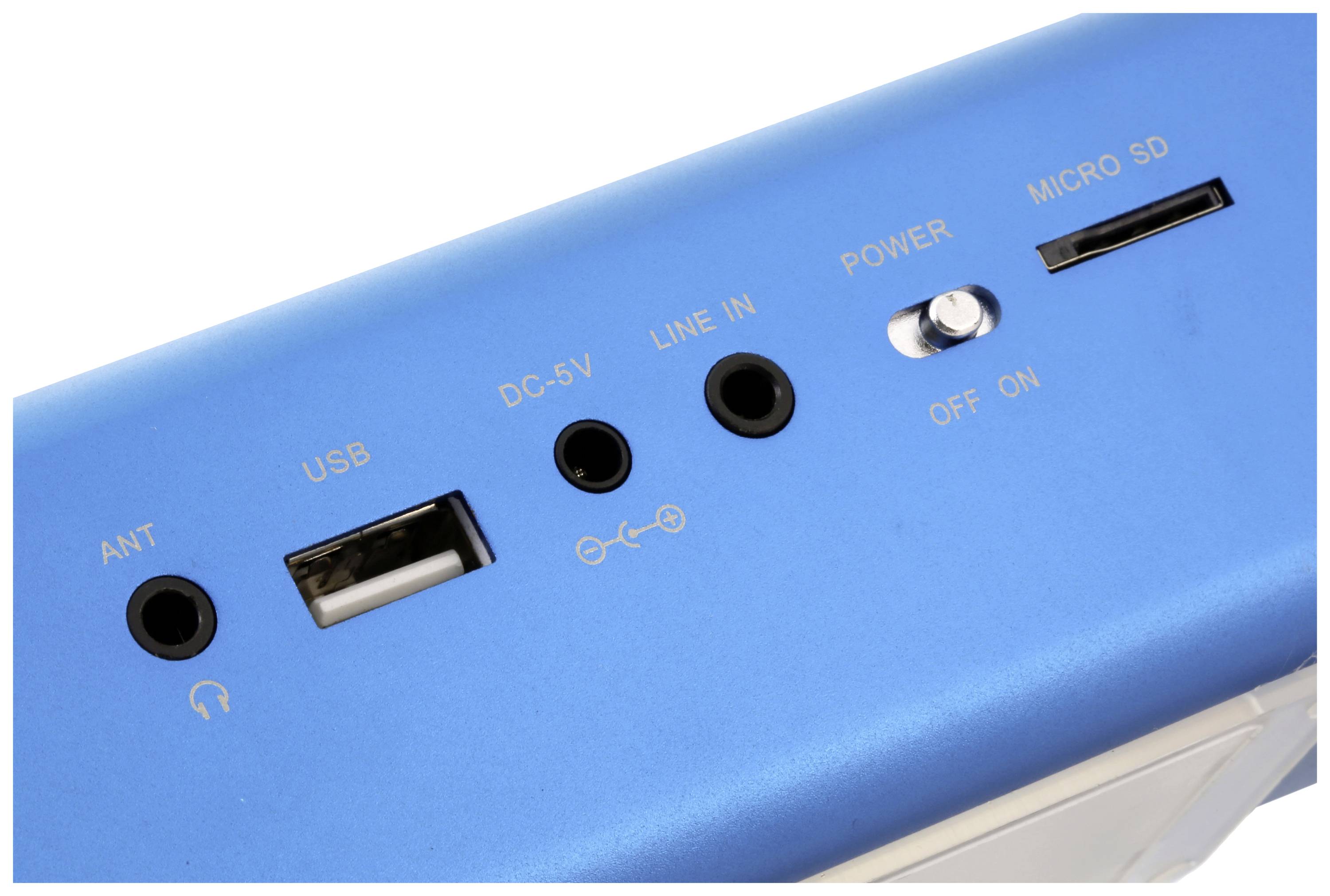 Mini speaker Music Man MA Display blau Aux, FM radio, SD, portable, USB Blue (metallic)