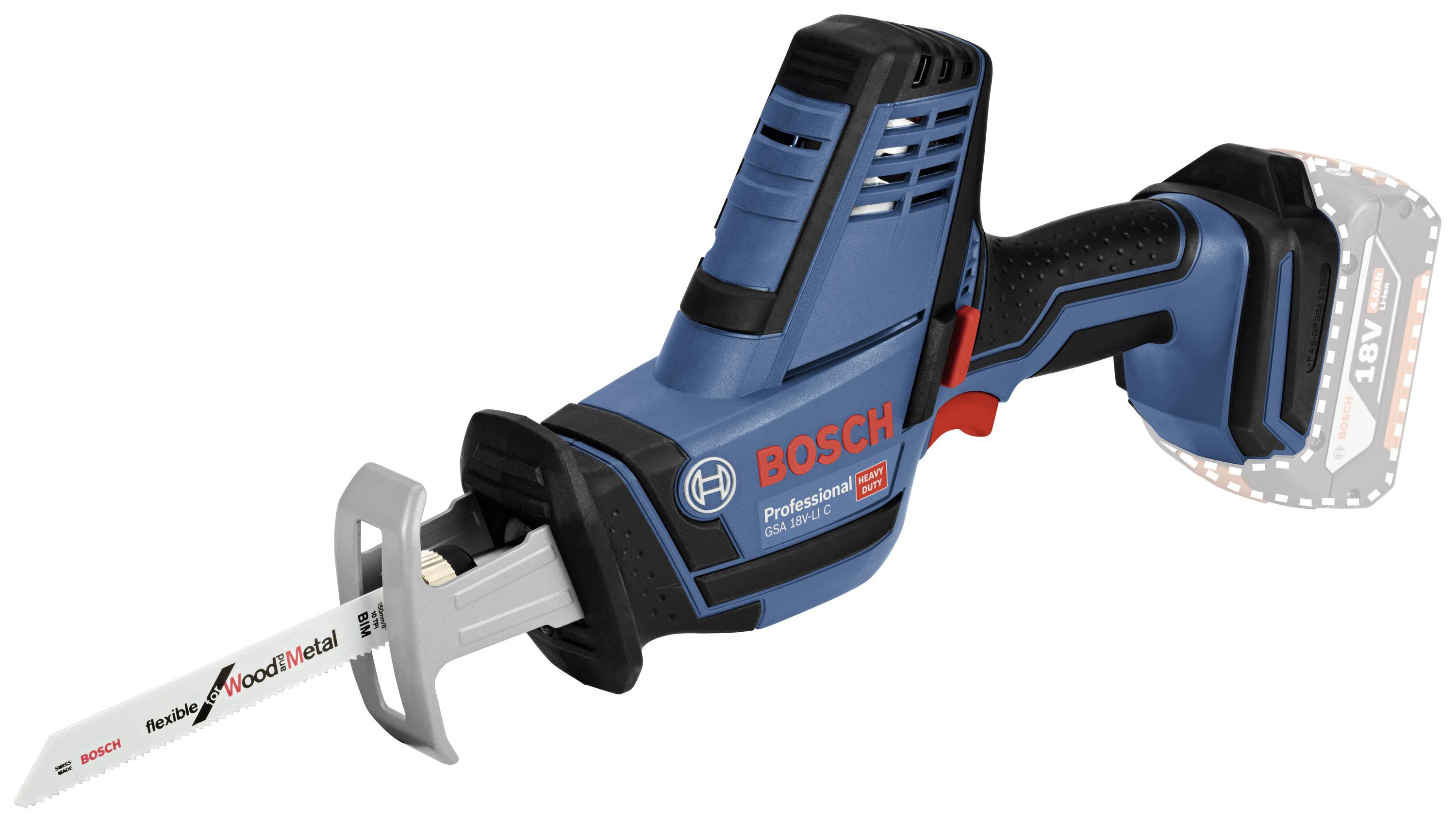 Bosch Professional reciprocating saw, blue-black, with long saw blade. Suitable for cutting wood and metal.