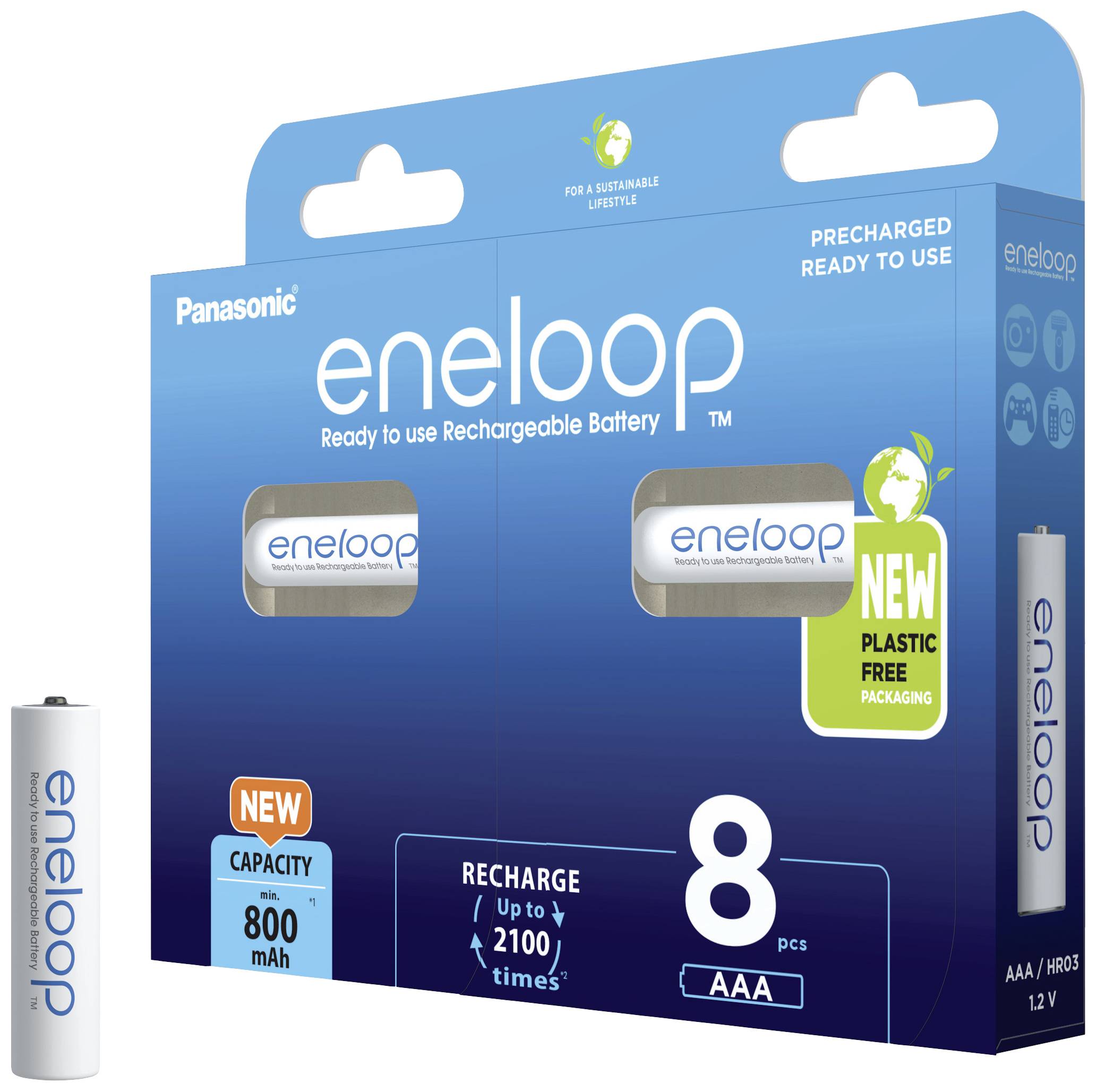 Eneloop HR03 AAA battery (rechargeable) NiMH 800 mAh 1.2 V 8 pc(s)