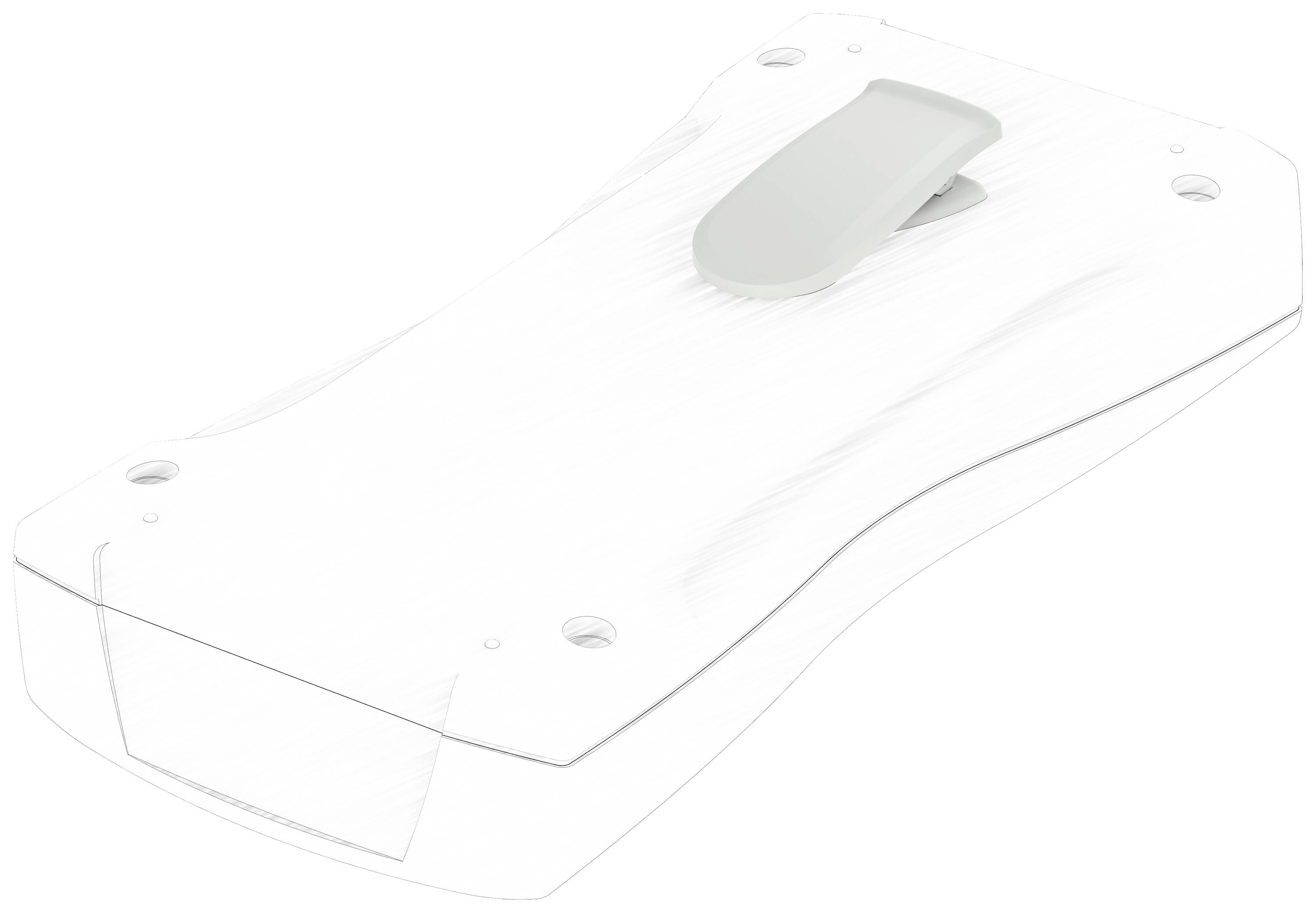 A rectangular, flat device with rounded corners and a grey clip in the centre.