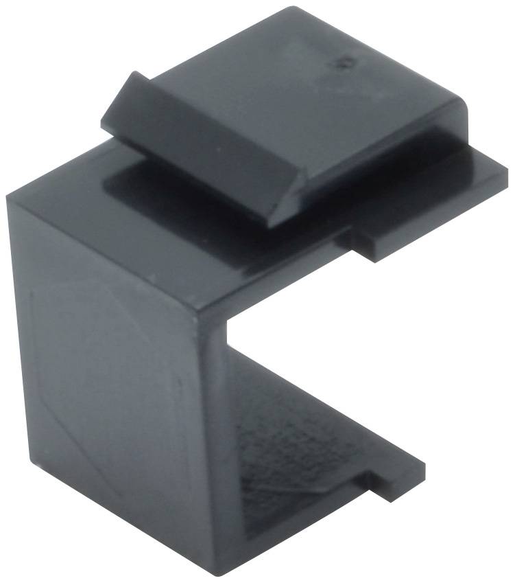 A black plastic C-shaped clip used for securing cables or small pipes.