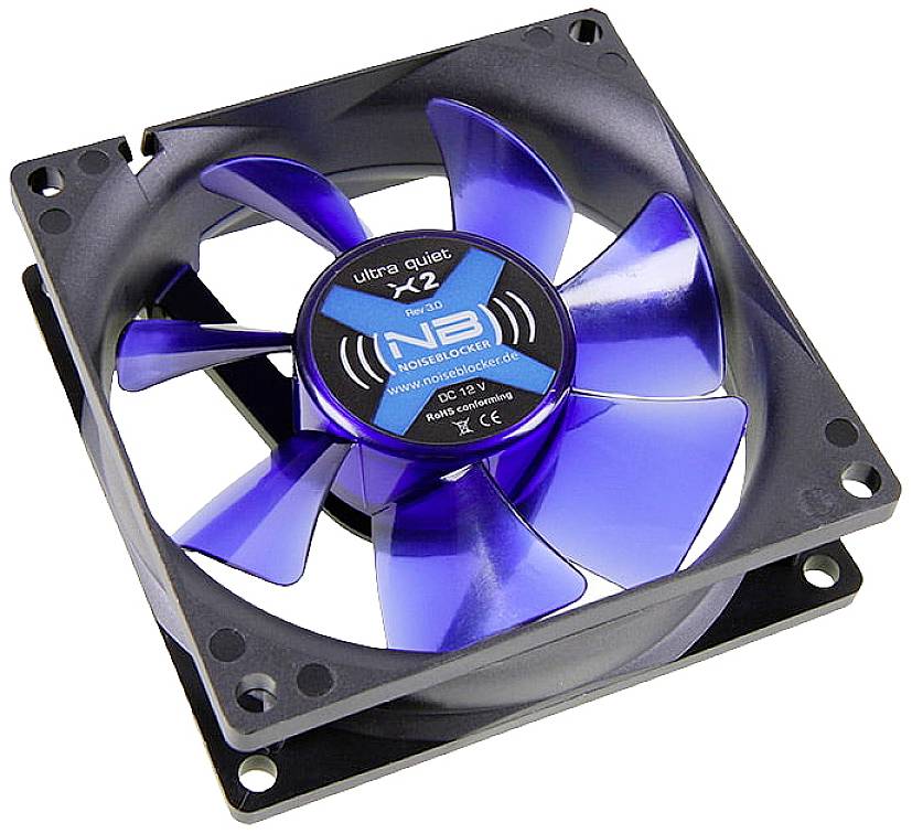 NoiseBlocker BlackSilent Fan X2 PC fan Black (W x H x D) 80 x 80 x 25 mm