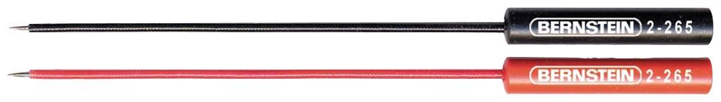 Two isolated screwdrivers from 'BERNSTEIN', one black and one red, lying side by side, showing different colour markings.