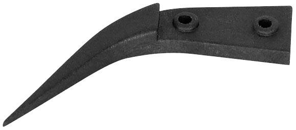 A black, wrought iron hook element with two fixing holes, frequently used for decorative or functional purposes.