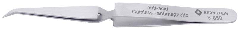 Metal tweezers with the engraving 'anti-acid stainless - antimagnetic', Bernstein brand, Model 5-858.