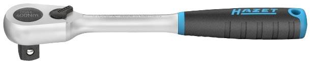 Ratchet socket wrench with ergonomic handle and lever switch, suitable for workshop tasks. Brand: Hazet.