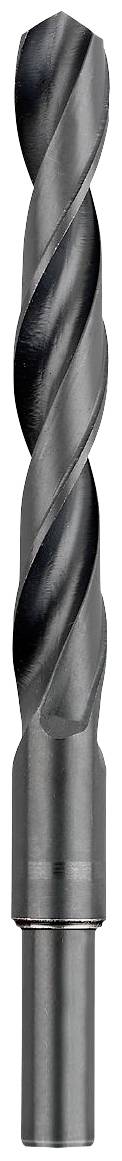 A metallic spiral drill bit with a dark surface, suitable for precision drilling in hard materials.