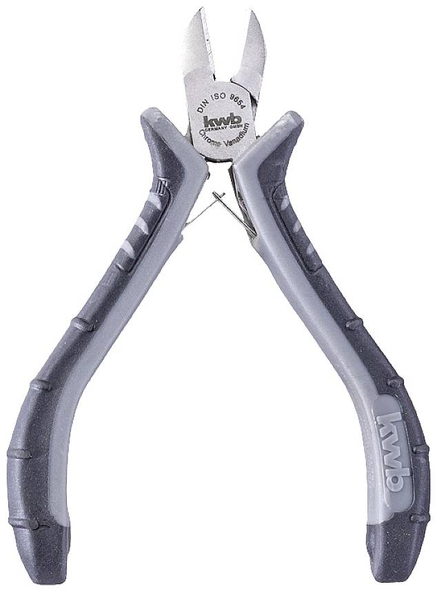 A black wire cutters with grey handles, suitable for cutting wires.