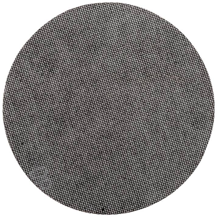 Round black grinding wheel section with fine grid structure, typical industrial material for grinding processes.