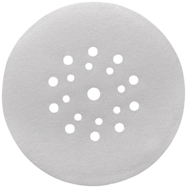 Grinding wheel with radial holes in various sizes, suitable for grinding machines.