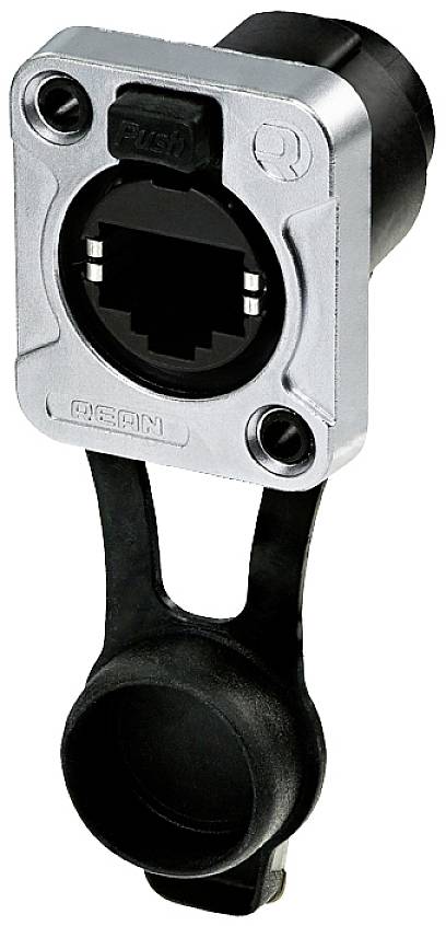 Rean AV RJ45 through-mounted socket, IP65, nickel-plated D-housing RRE8F-Z-000-1 Socket, straight 1 pc(s)